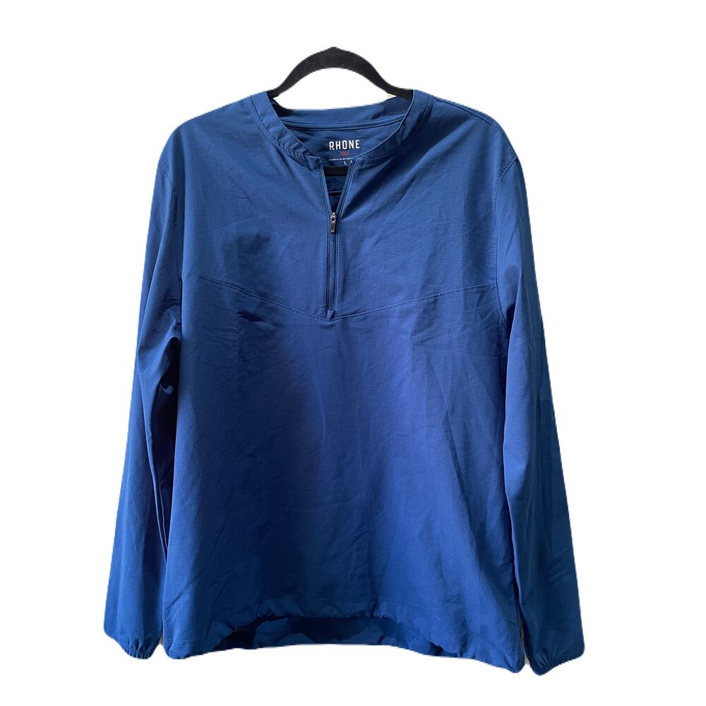 Rhone 1/4 Zip Pullover Long Sleeve Blue Men's L 100% Polyester Drawstring Hem